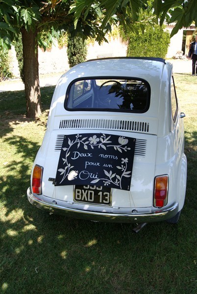 Mariage en Fiat 500 Blanche