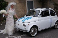 Mariage en Fiat 500 Blanche