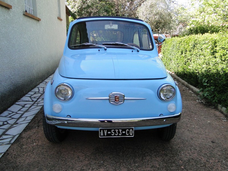 Mariage en Fiat 500 Bleue