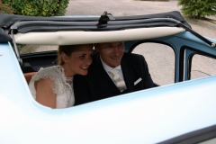 Mariage en Fiat 500 Bleue