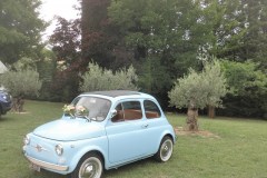 Mariage en Fiat 500 Bleue