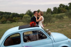 Mariage Fiat 500 Bleue