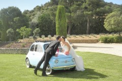 Mariage Fiat 500 Bleue
