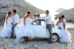 Mariage en Fiat 500 Blanche