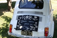 Mariage en Fiat 500 Blanche