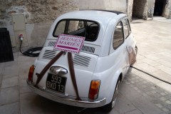 Mariage en Fiat 500 Blanche