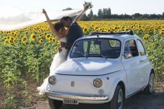 Mariage en Fiat 500 Blanche